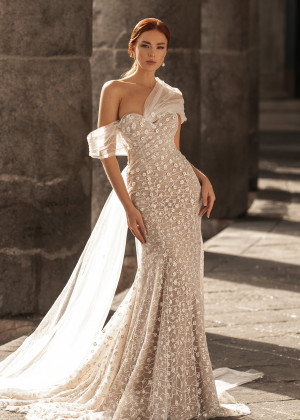 Unique Beaded Lace Tulle Luxurious Wedding Dress